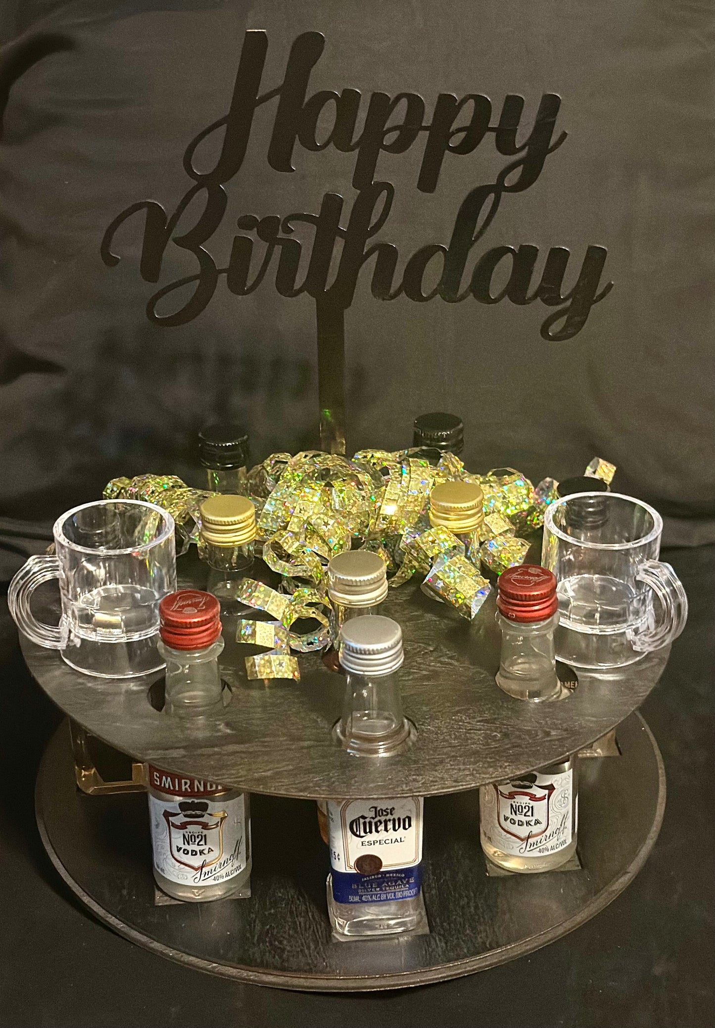 1-tier Round Shot Cake Cutout Display (Alcohol not included)