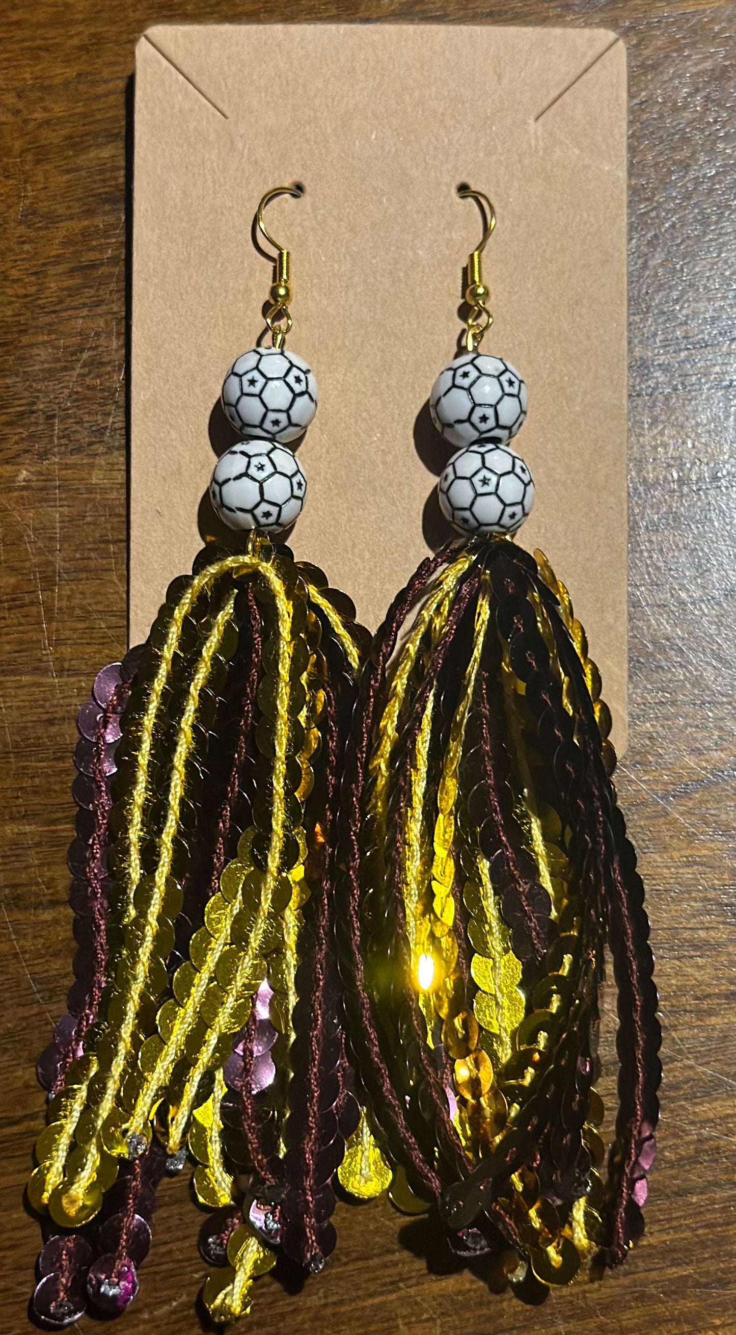 Sequin Tassel Earrings w/soccer charm