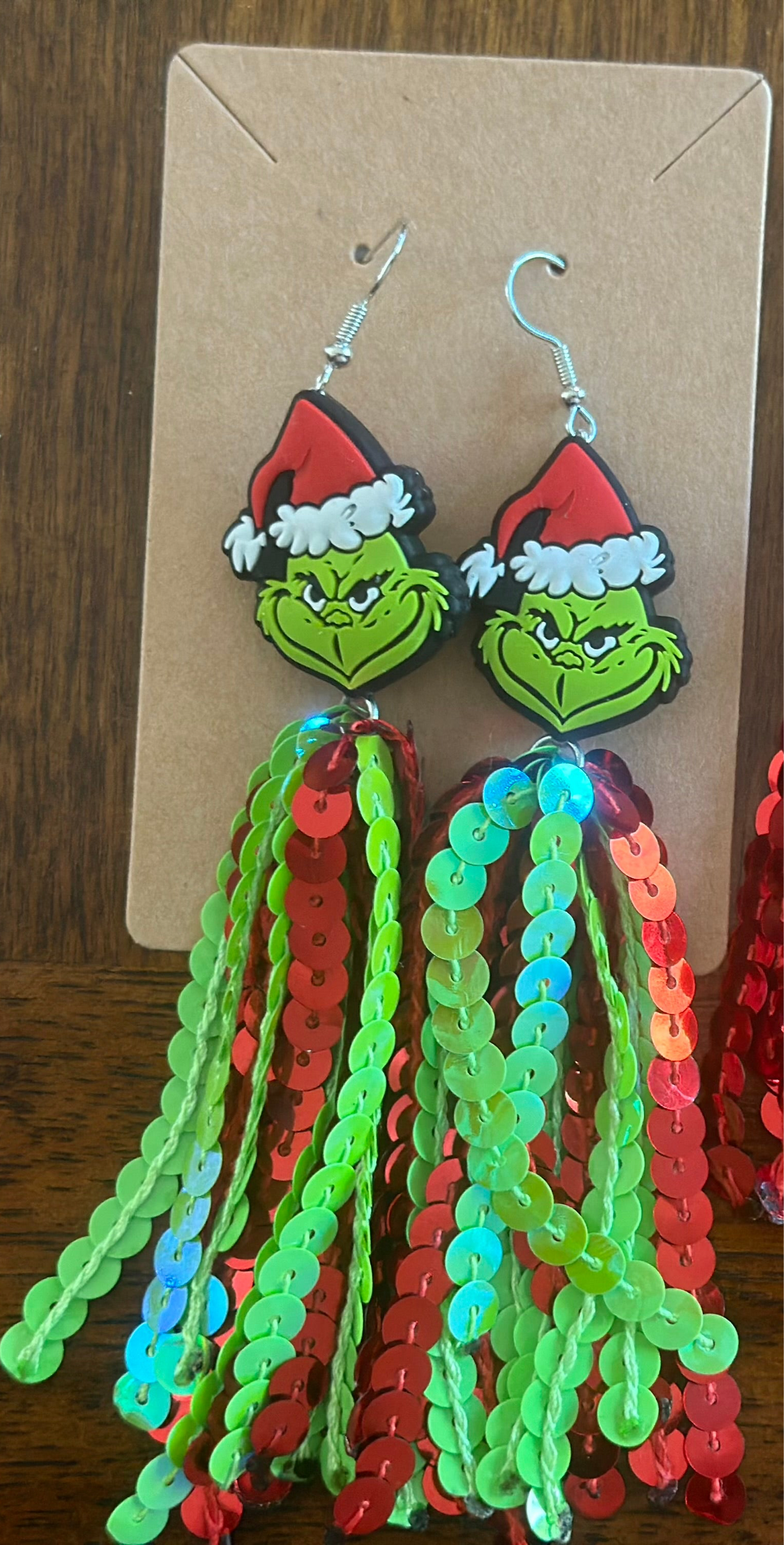 Sequin Tassel Earrings w/Christmas charm