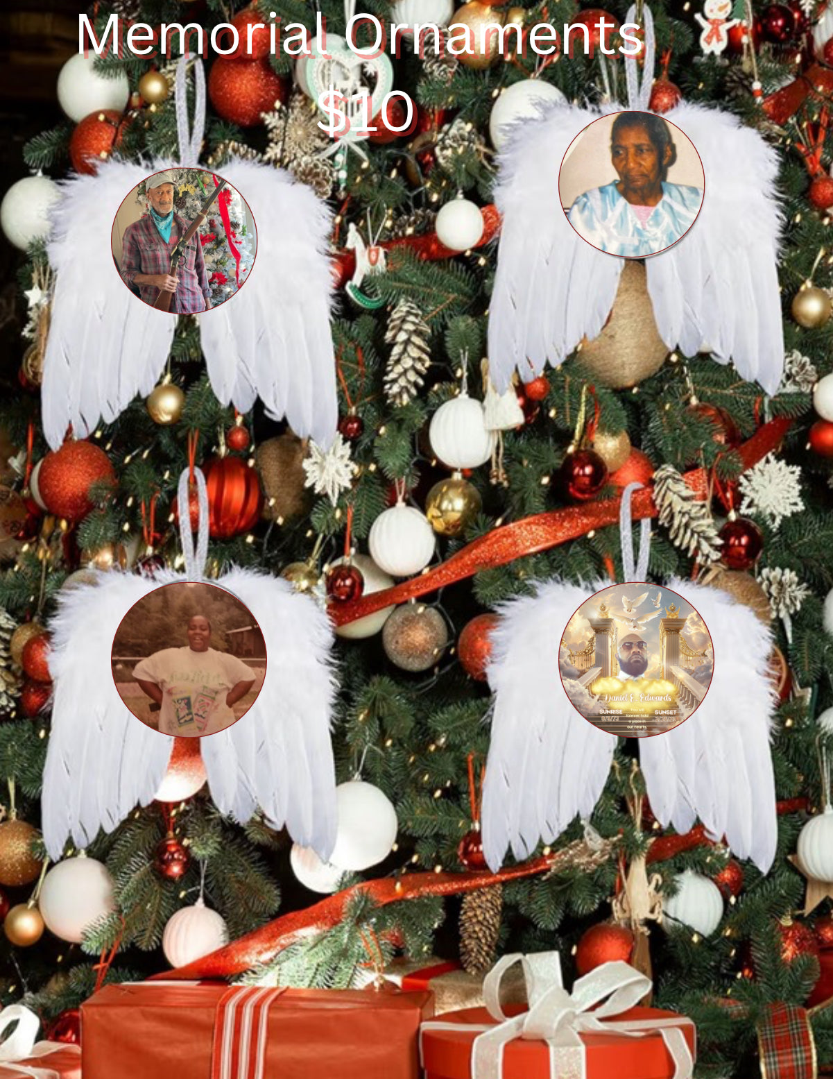 Memorial ornament w/wings (6.3 in)