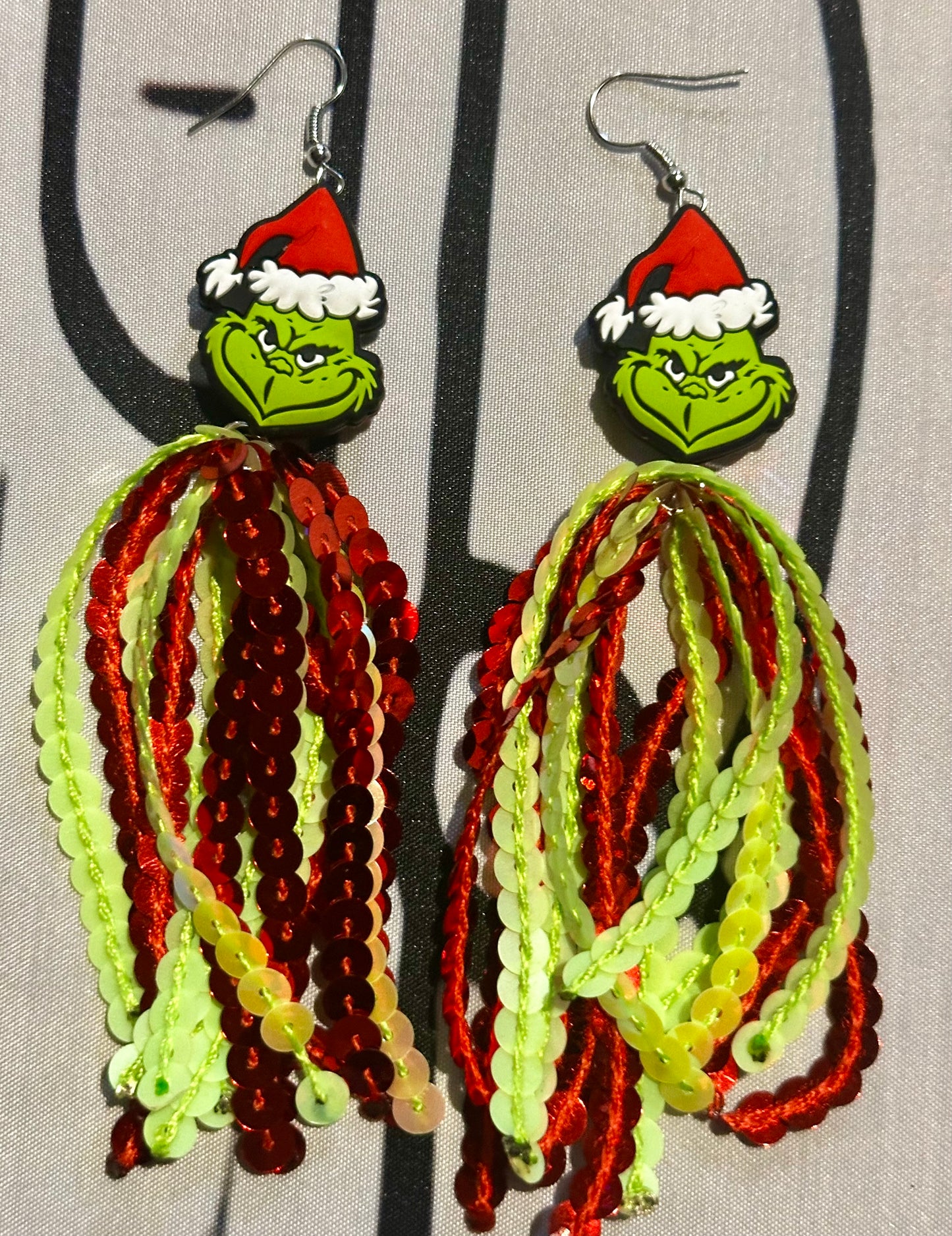 Sequin Tassel Earrings w/Christmas charm