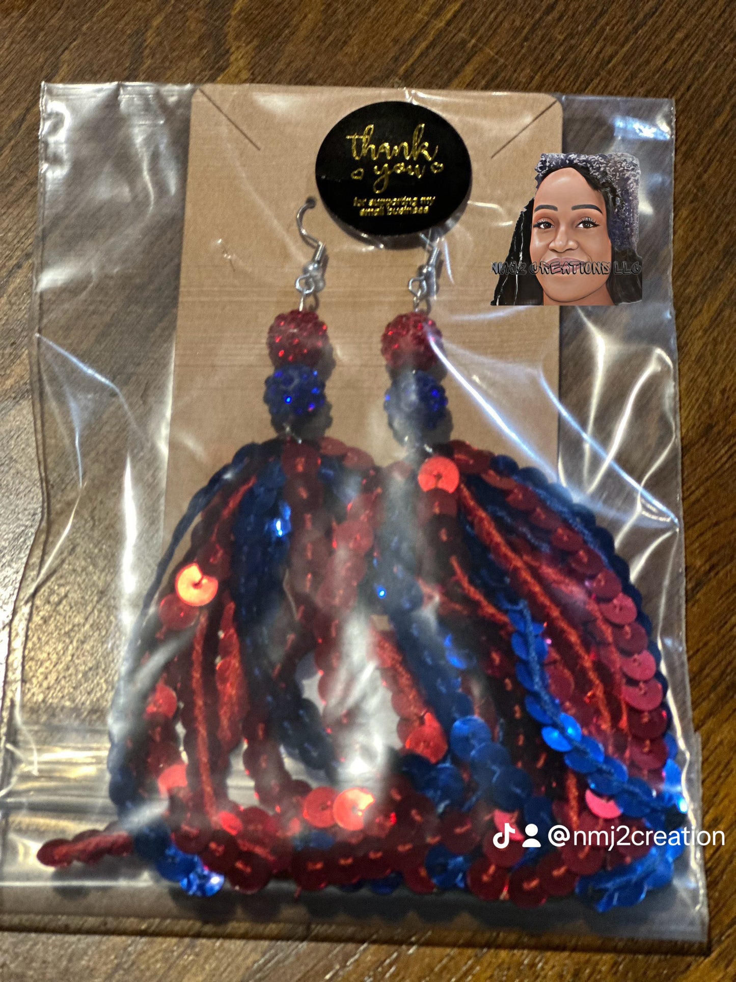 Sequin Tassel Earrings w/matching bead