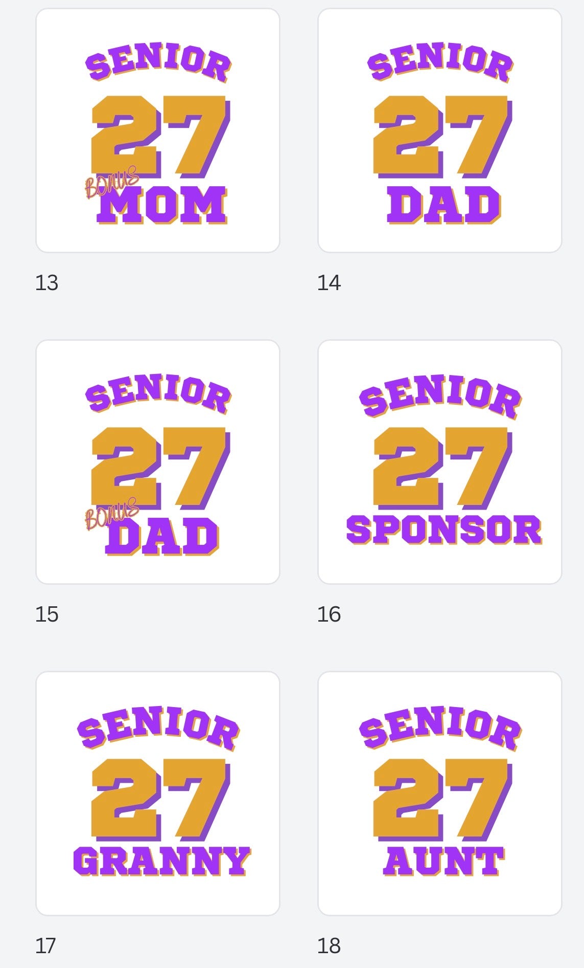 Senior Mom/Dad 2027