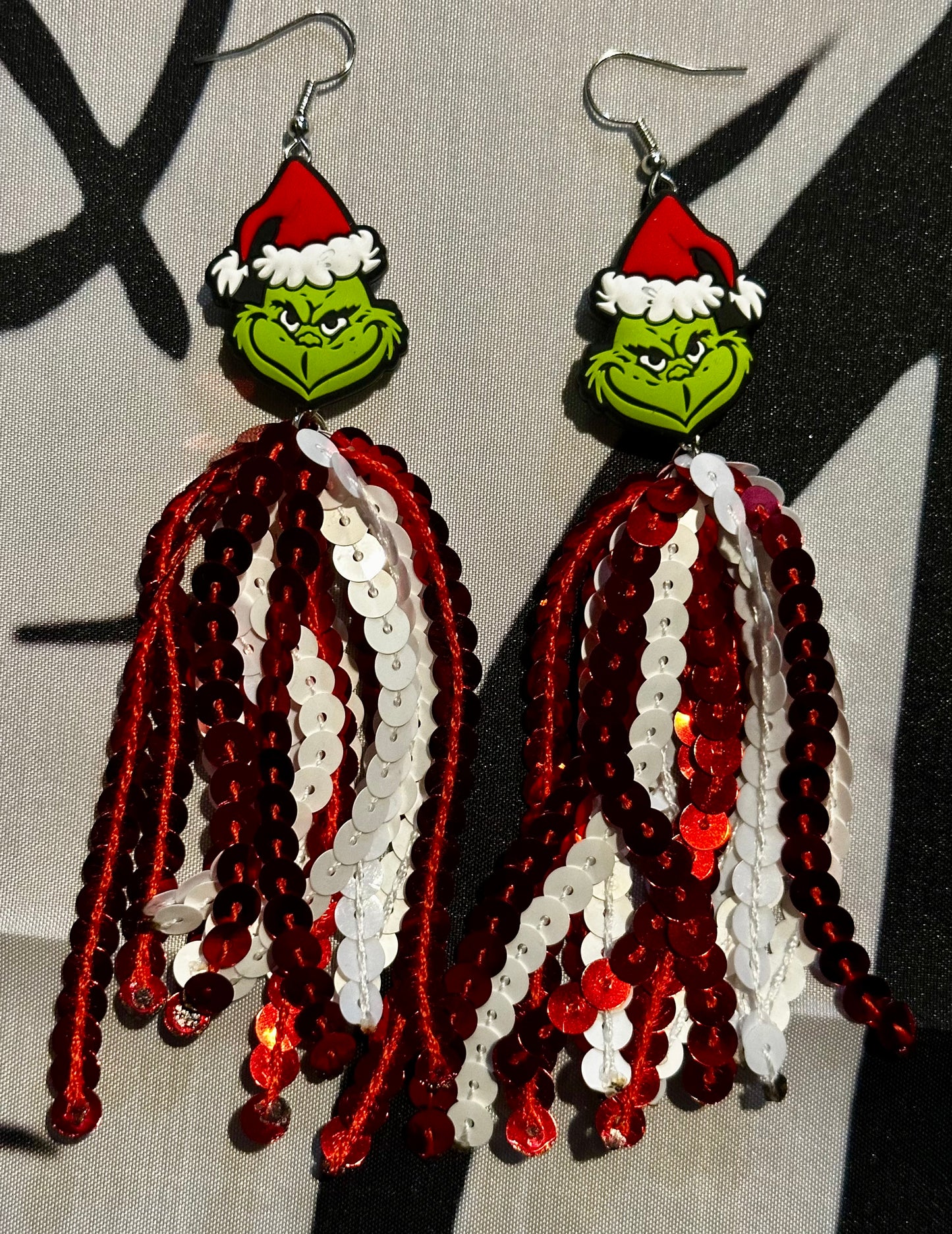 Sequin Tassel Earrings w/Christmas charm