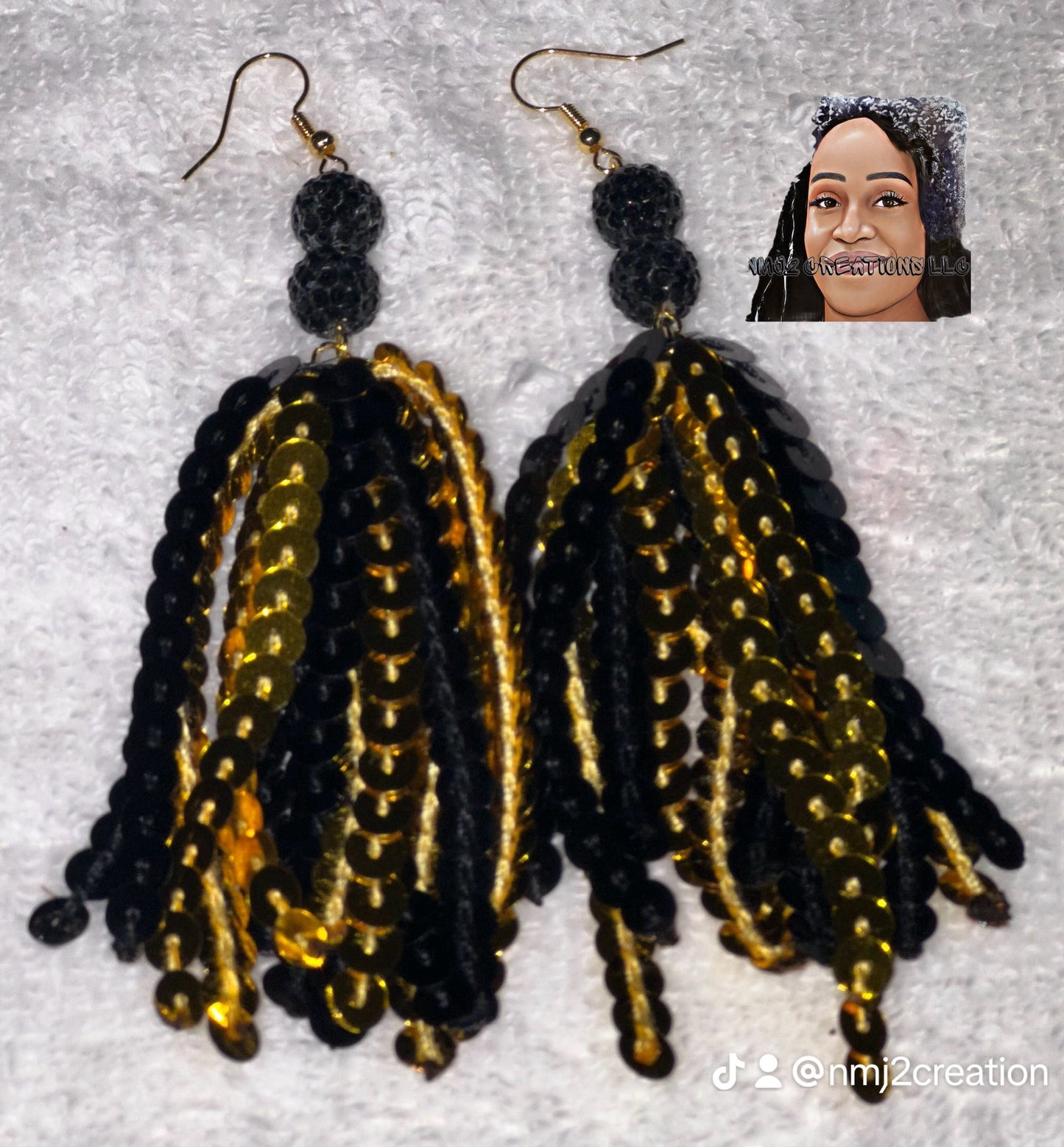 Sequin Tassel Earrings w/matching bead