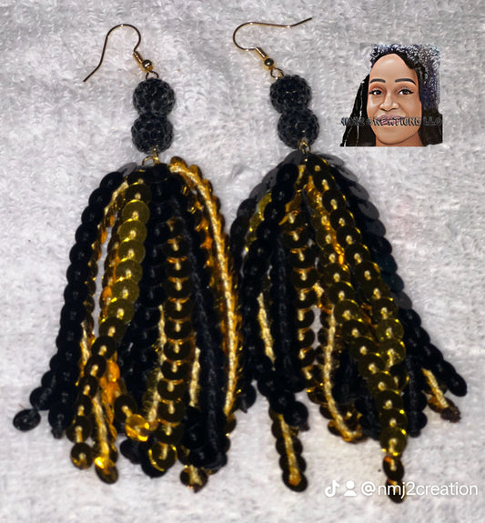 Sequin Tassel Earrings w/matching bead